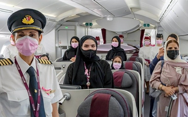 Qatar Airways Special Flight ‘Drew’ the Pink Ribbon Symbol in the Skies to Mark Breast Cancer Awareness Month