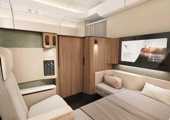 A new dawn of travel, Qantas unveils “Project Sunsrise” First and Business Class Cabins