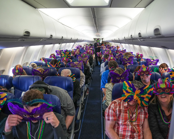 Southwest Airlines lets the good times fly with flight full of Mardi Gras Partygoers