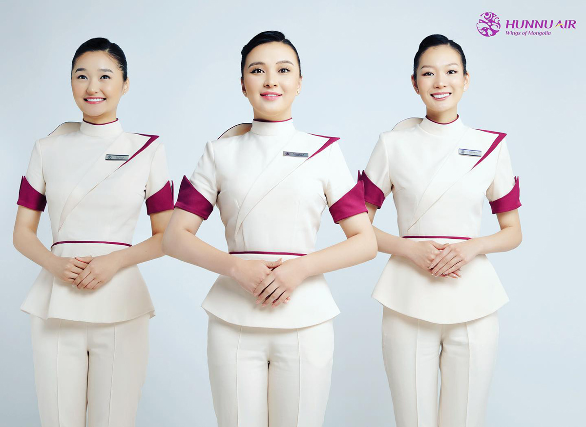 The new uniform for the Cabin Crew of Hunnu Air in Mongolia