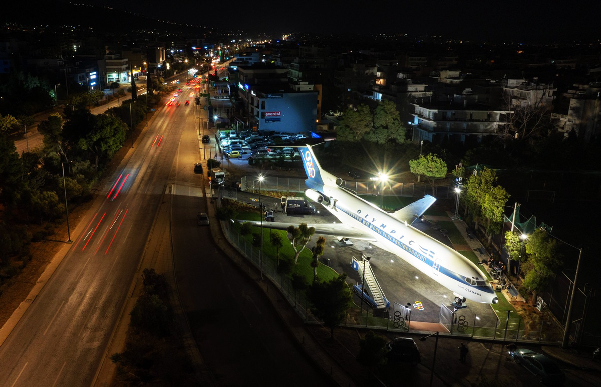 Once flying for Olympic Airways, the iconic Boeing 727-200 has now been restored and is on display in Vouliagmenis Avenue,  Athens