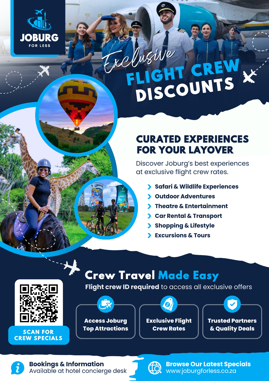 Discover Exclusive flight Crew Discounts & Specials in Johannesburg